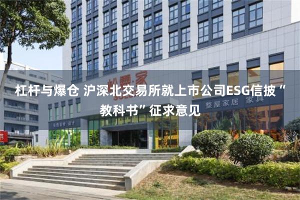 杠杆与爆仓 沪深北交易所就上市公司ESG信披“教科书”征求意见